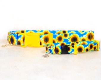 Sunflower dog collar, Sunflowers , Cloud dog collar, Summer dog collar , Pet accessories , FurVanity, Spring collar, Floral, Flower