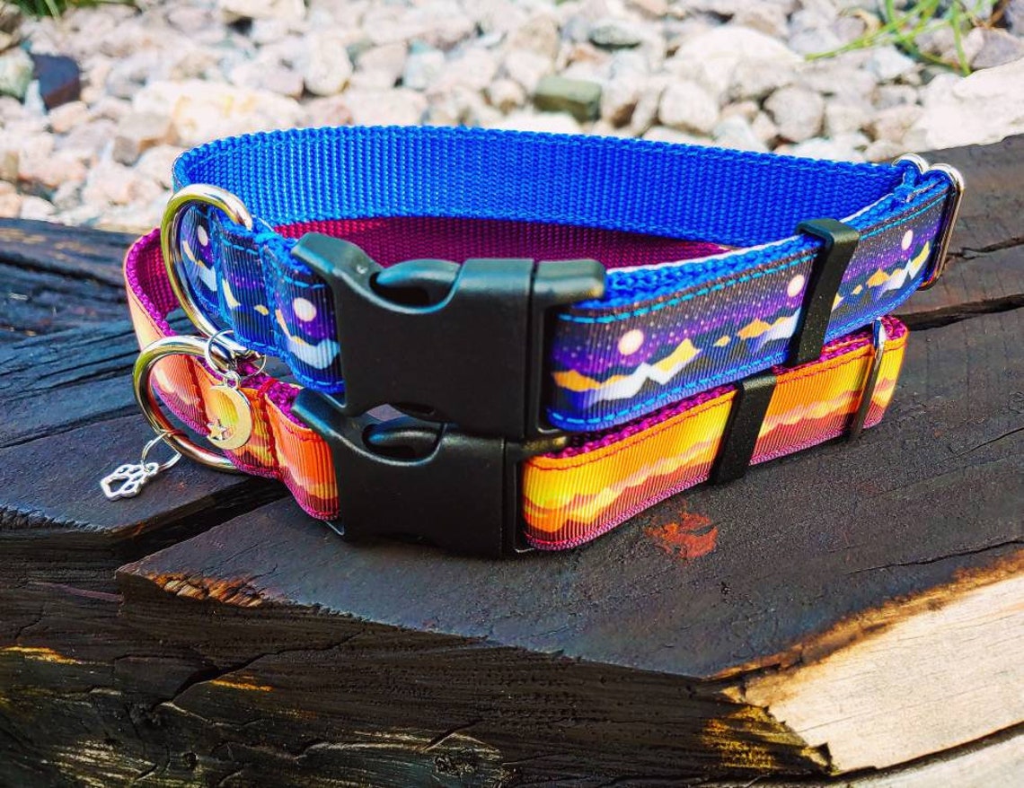 Mountain Dog Collar Personalized Dog Collar Nature Dog Etsy
