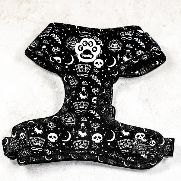 TAROT - Dog harness, Adjustable harness, Moon dog harness, Spooky, Witchy, (Retiring style discount priced)