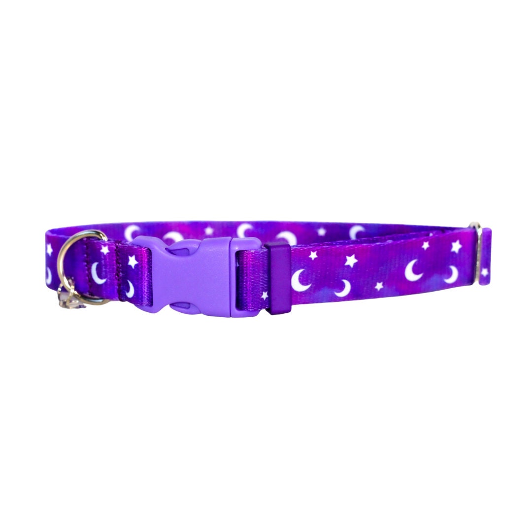 Personalized Dog Collar, Customizable Dog Collar, Moon and Star, Galaxy