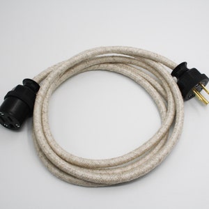 CREAM LINEN Premium Fabric Extension Cord