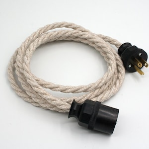 TWISTED CREAM LINEN Premium Fabric Extension Cord