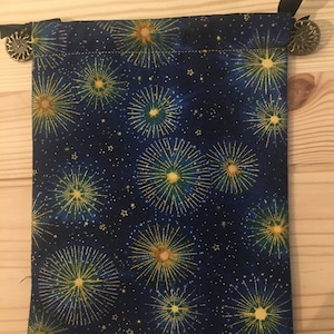 Tarot Oracle Crystal Herbs Handmade Drawstring bag with Charms, Small
