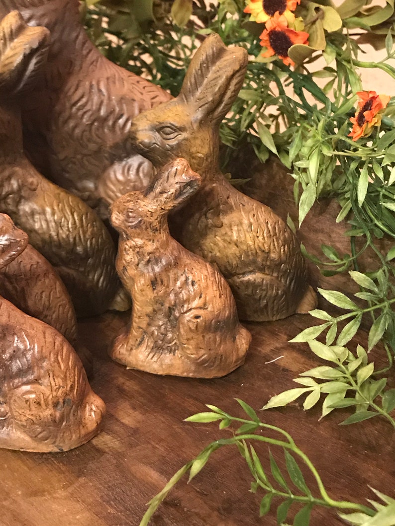 Primitive resin chocolate bunnies Etsy