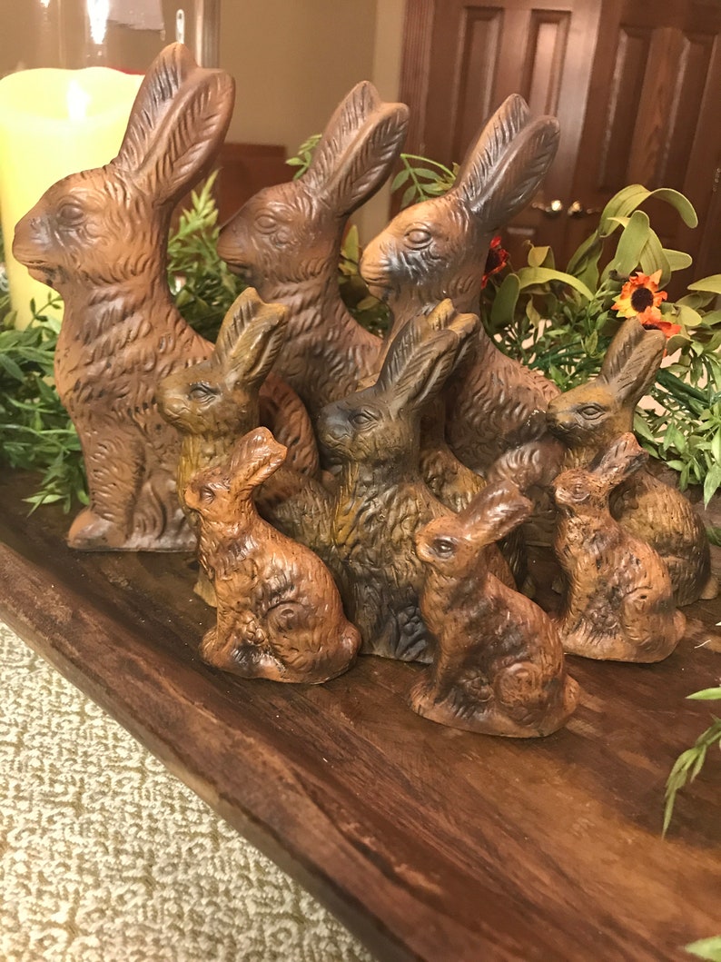Primitive resin chocolate bunnies Etsy