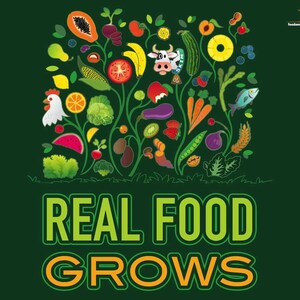 Real Food Grows Health Fair Banner 48&quot; X 36&quot; Vinyl - Wellness Fair Banner - Fruits and Vegetables - Kids - Adults
