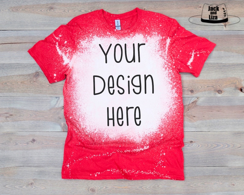 Red Bleached Gildan Softstyle Tshirt Mockup Red Bleach | Etsy