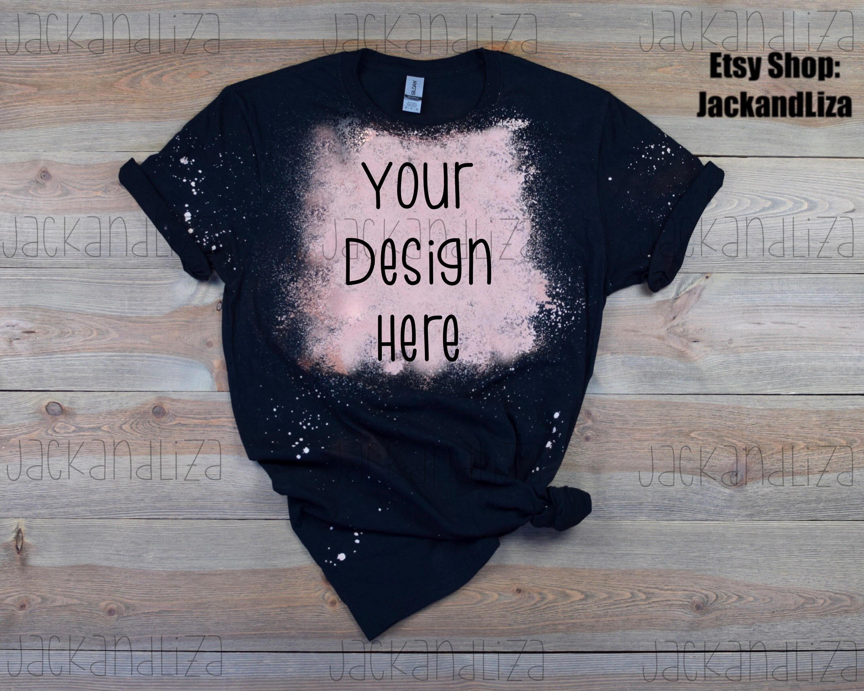 Download Bleached Black Gildan mockup Softstyle Bleached tee shirt ...
