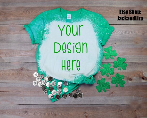 Download Green Gildan Softstyle Bleached Tshirt Mockup St Patricks Etsy