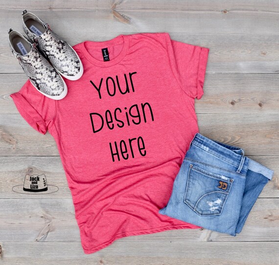Download Heather Red Anvil 980 T Shirt Mock Up Red T Shirt Mockup Etsy