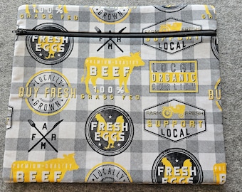 Farm Buffalo Check Project Bag (black zipper)