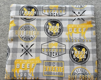 Farm Buffalo Check (white zipper)