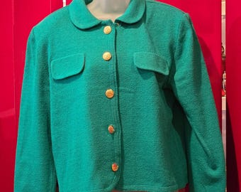 Chaqueta tipo blazer vintage Castleberry LTD en color verde espuma de mar, talla 16