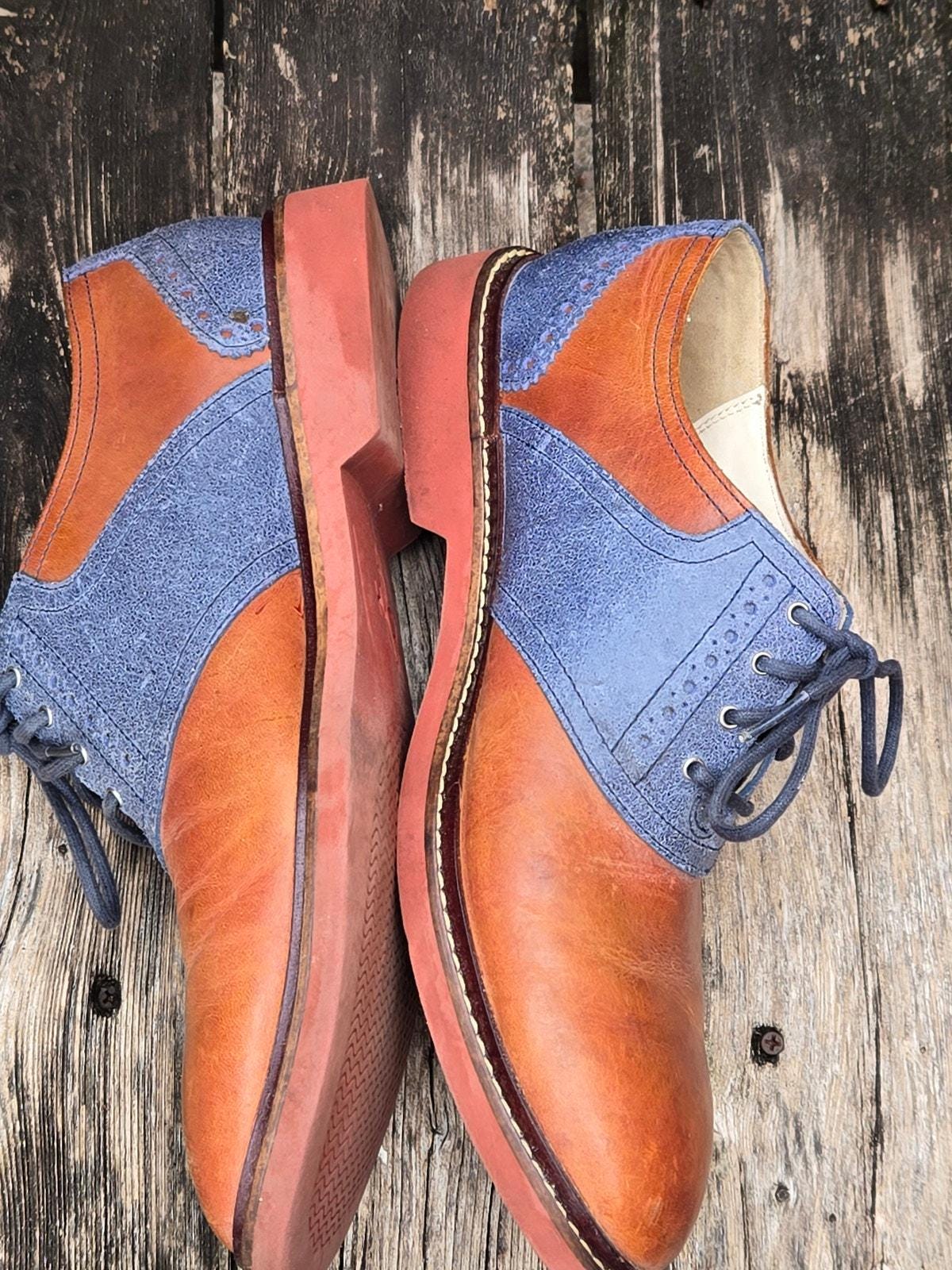 Cole Haan Blue Brown Derby SZ 10 Nike Air Soles Men main image 4