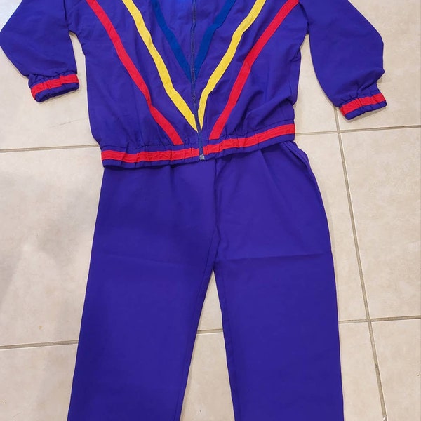 Vintage 90's Sport Savvy Women’s Purple Yellow, Blue, Red Zip Up 2 PC Tracksuit, Med