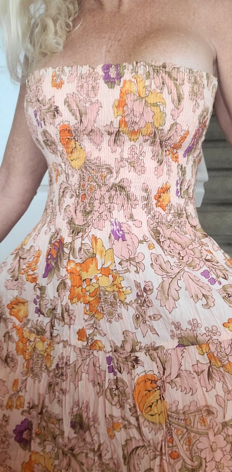 Beautiful Vintage LANZ Floral Sleeveless Sun Dress Size Small