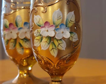 Antique BOHEMIAN CZECH VASE Cased cut to cranberry glass.White overlay.Hand Painted Roses with Gold trim Floral design.Cut top edges. Antique BOHEMIAN CZECH VASE Cased cut to cranberry glass.White overlay.Hand Painted Roses with Gold trim Floral design.Cut top edges.