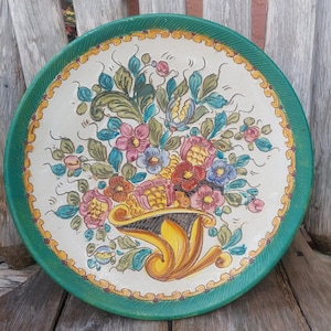 Vintage SG Deruta Signed Majolica Italian Ceramic Hand Painted Wall Plate