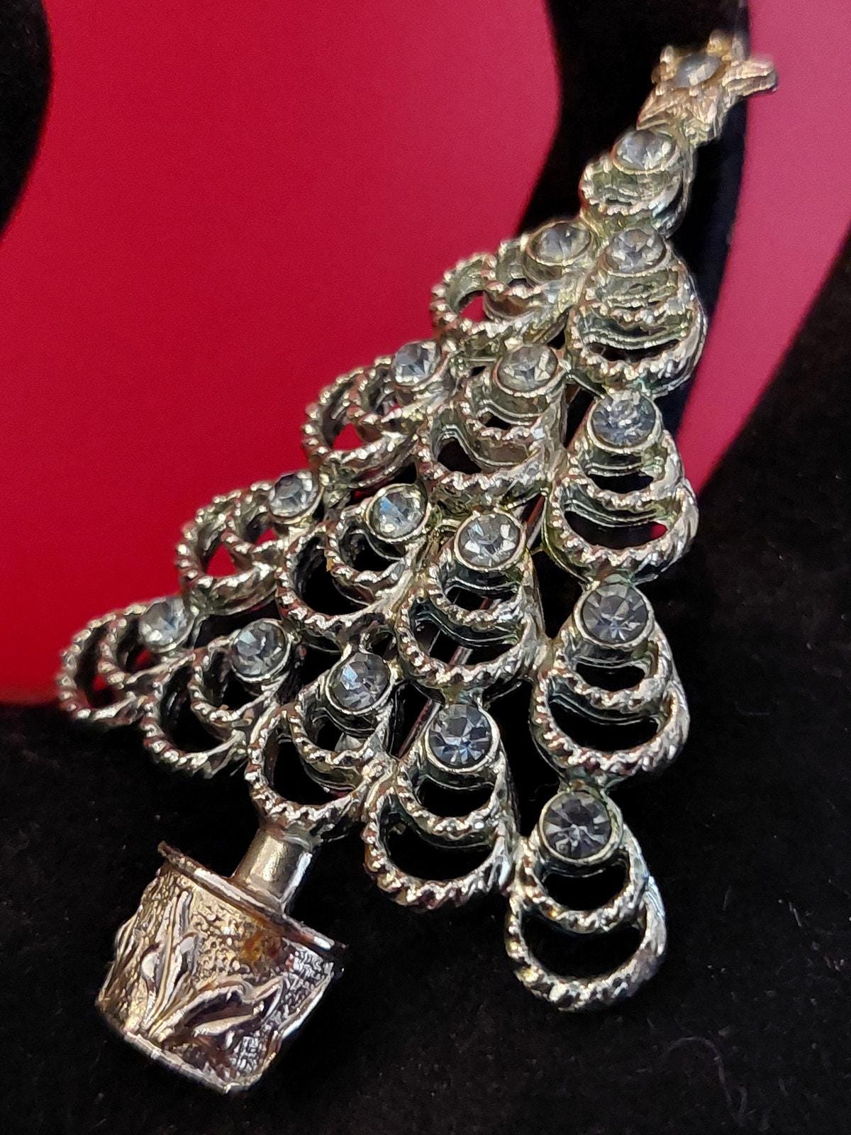 Beatrix BJ Icy Blue Christmas Tree Brooch With Blue Rhinestones - Etsy
