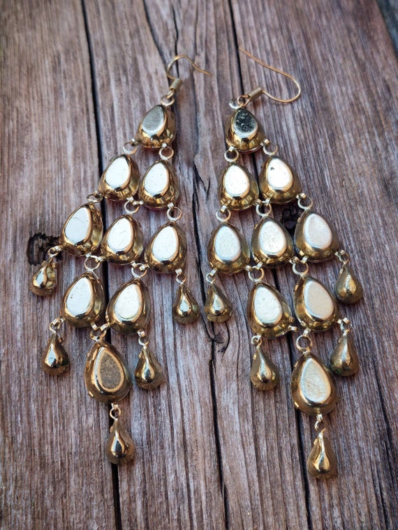 Vintage Long Chandelier Statement Earrings, Rainb… - image 6