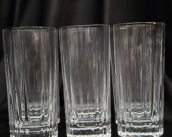 Vintage Dansk Modernist Crystal Oval Facette Highball Glasses Sold Individually