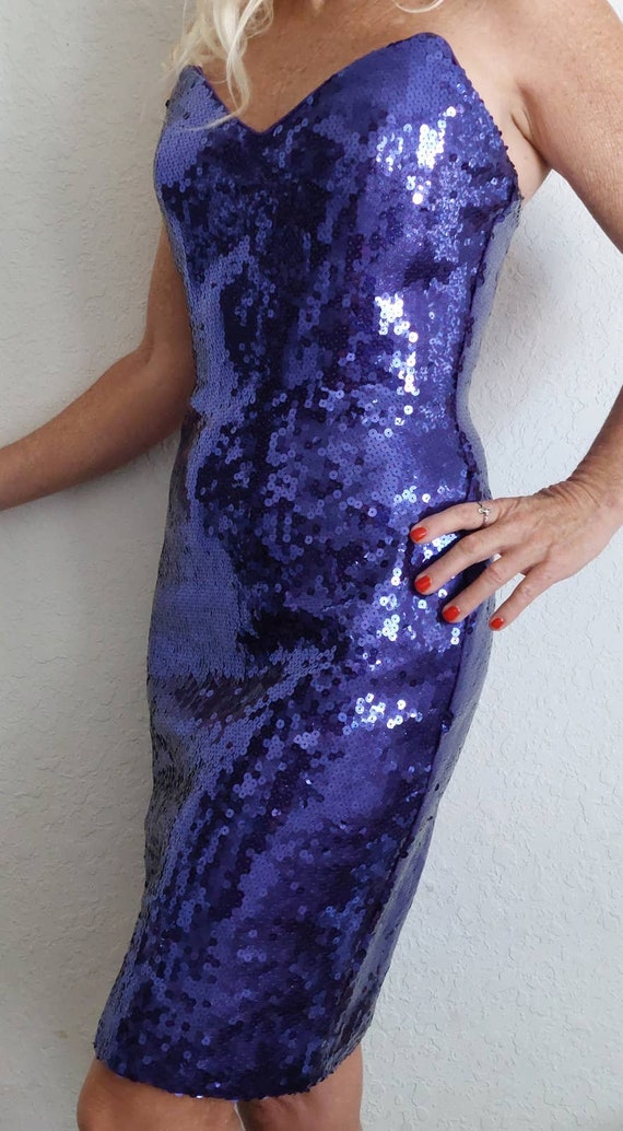 Lillie Rubin Sexy Sleeveless Purple Sequin Mini D… - image 3