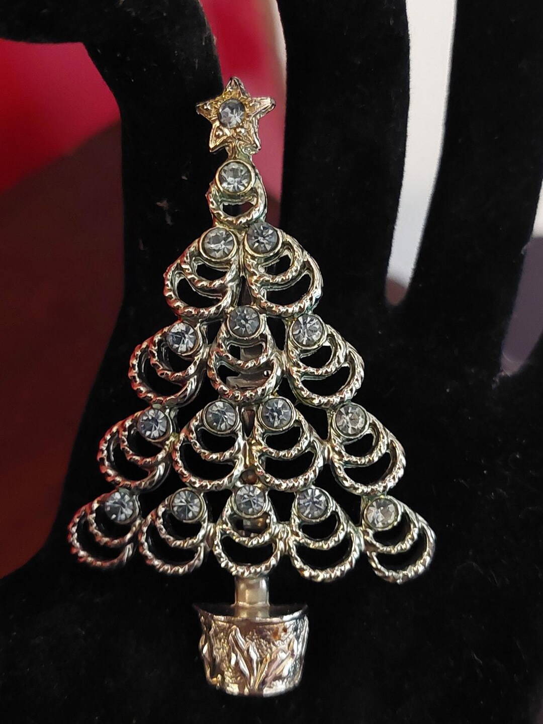 Beatrix BJ Icy Blue Christmas Tree Brooch With Blue Rhinestones - Etsy