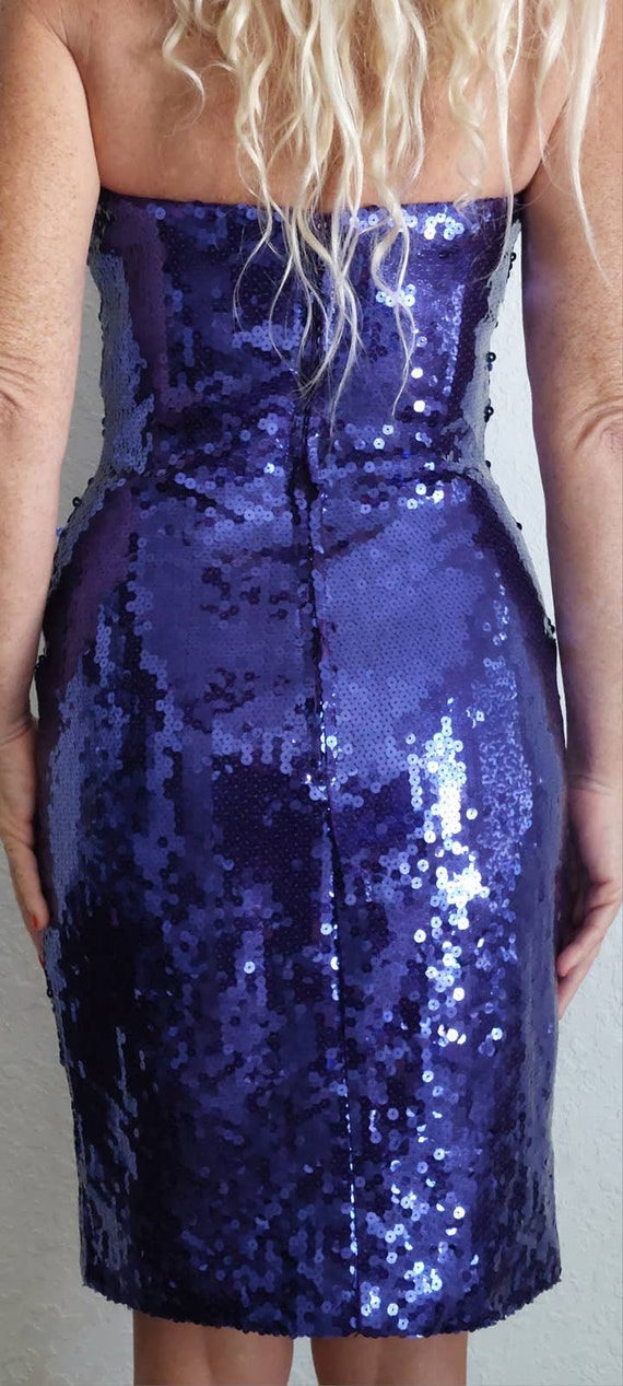 Lillie Rubin Sexy Sleeveless Purple Sequin Mini D… - image 4