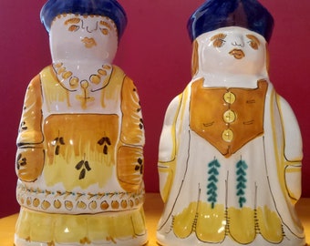 Pichets crémiers figuratifs vintage fabriqués en Italie, femme et homme de l'époque coloniale