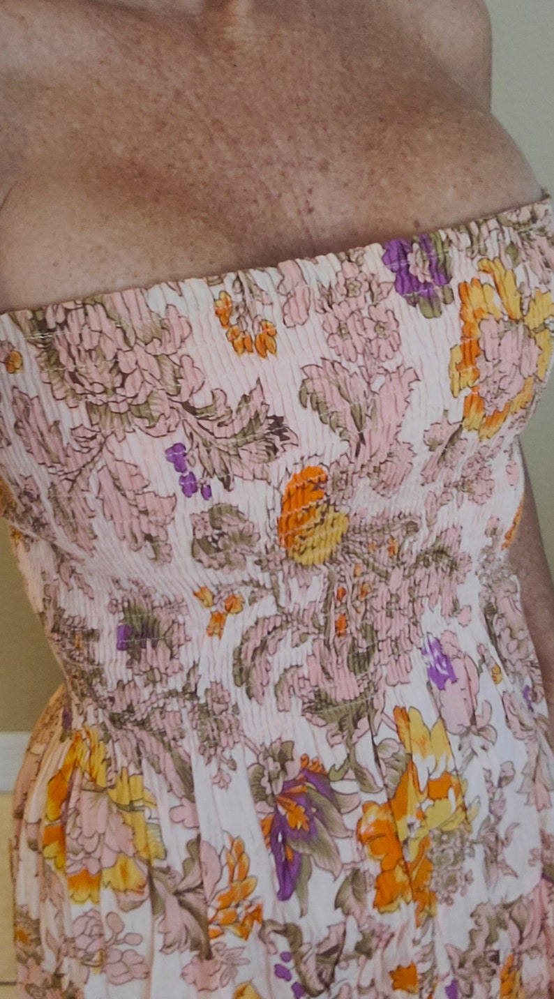 Beautiful Vintage LANZ Floral Sleeveless Sun Dress Size Small