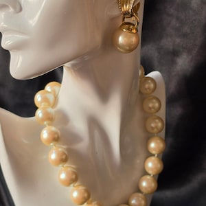 ERWIN PEARL Faux Pearl Crystal Door Knocker Clip-On Earrings & Matching Necklace