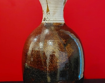 Salzglasierte Studio Kunststeinzeug Vase signiert Bernhard 84