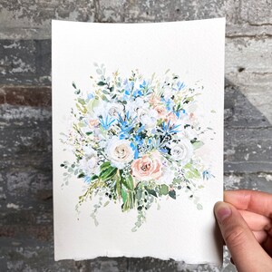 5x7 Custom Wedding Bouquet PaintingWedding Gift Anniversary GiftPaper GiftFloral GiftValentines GiftBridal Bouquet Painting