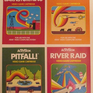 Activision Atari 2600 Video Game Box Art Reproduction 8.5x11 Poster Prints - Pitfall, Barnstorming, River Raid, Chopper Command - Game Decor