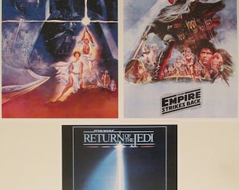 Star Wars Artwork Reproduction Movie Poster Prints - Three 8.5x11 Poster Prints - A New Hope, Empire Strikes Back, Return of the Jedi