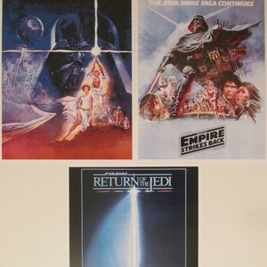 Star Wars Artwork Reproduction Movie Poster Prints - Three 8.5x11 Poster Prints - A New Hope, Empire Strikes Back, Return of the Jedi