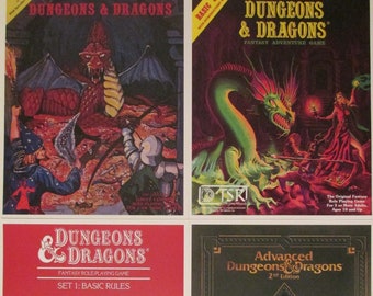 Dungeons and Dragons Fantasy Adventure Game Book Cover Art Poster Reproduction Prints Four D&D Role Playing Game 8.5x11