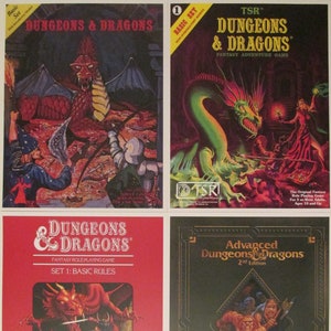 Dungeons and Dragons Fantasy Adventure Game Book Cover Art Poster Reproduction Prints Four D&D Role Playing Game 8.5x11