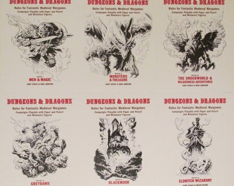 Dungeons and Dragons Fantasy Adventure Game White Box Cover Art Poster Reproduction Prints Six D&D Role Playing Game 8.5x11