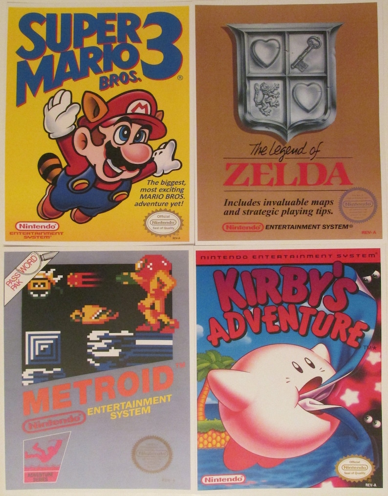 Nintendo NES Retro Video Game Box Art Reproduction Four 8.5x11 Etsy