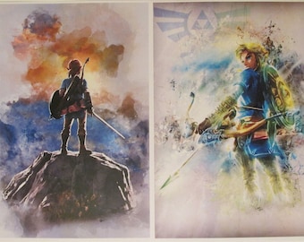 Link Legend of Zelda Art Reproduction 11x17 Set of 2 Poster Prints