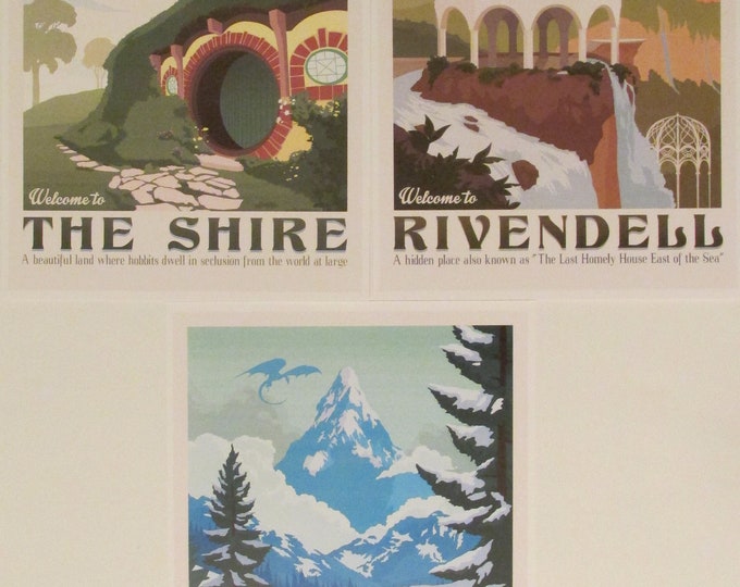 Lord of the Rings Travel Poster Set of Three LOTR Fantasy Art ...