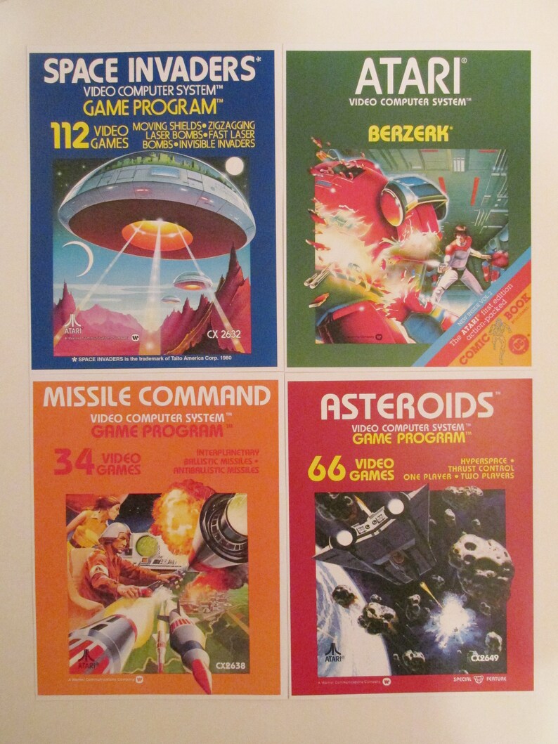 Atari 2600 Video Game Box Art Reproduction Four 8.5x11 Poster Etsy