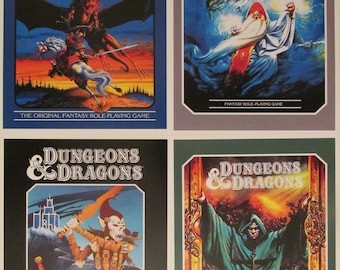 Dungeons and Dragons Fantasy Role-Playing Adventure Game Book Cover Art Poster Reproduction Prints Four D&D RPG 8.5x11