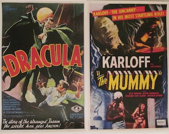 Dracula and The Mummy Movie Art Reproduction 11x17 Set of 2 Poster Prints