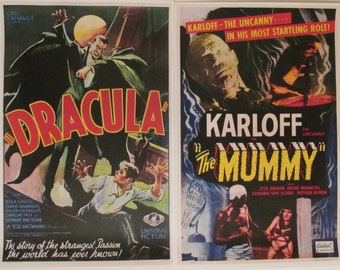 Dracula and The Mummy Movie Art Reproduction 11x17 Set of 2 Poster Prints