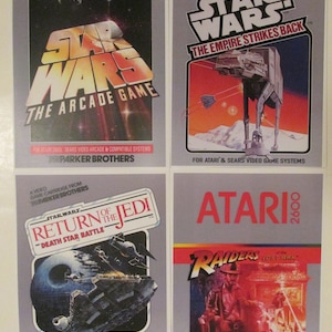 Atari 2600 Star Wars and Raiders of the Lost Ark Video Game Box Art Reproduction Four 8.5x11 Poster Prints - Vintage Game Poster Decor