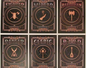 Dungeons and Dragons Character Class Art Posters Six D&D Fantasy Role Playing Adventure Game Reproduction Prints 8.5x11