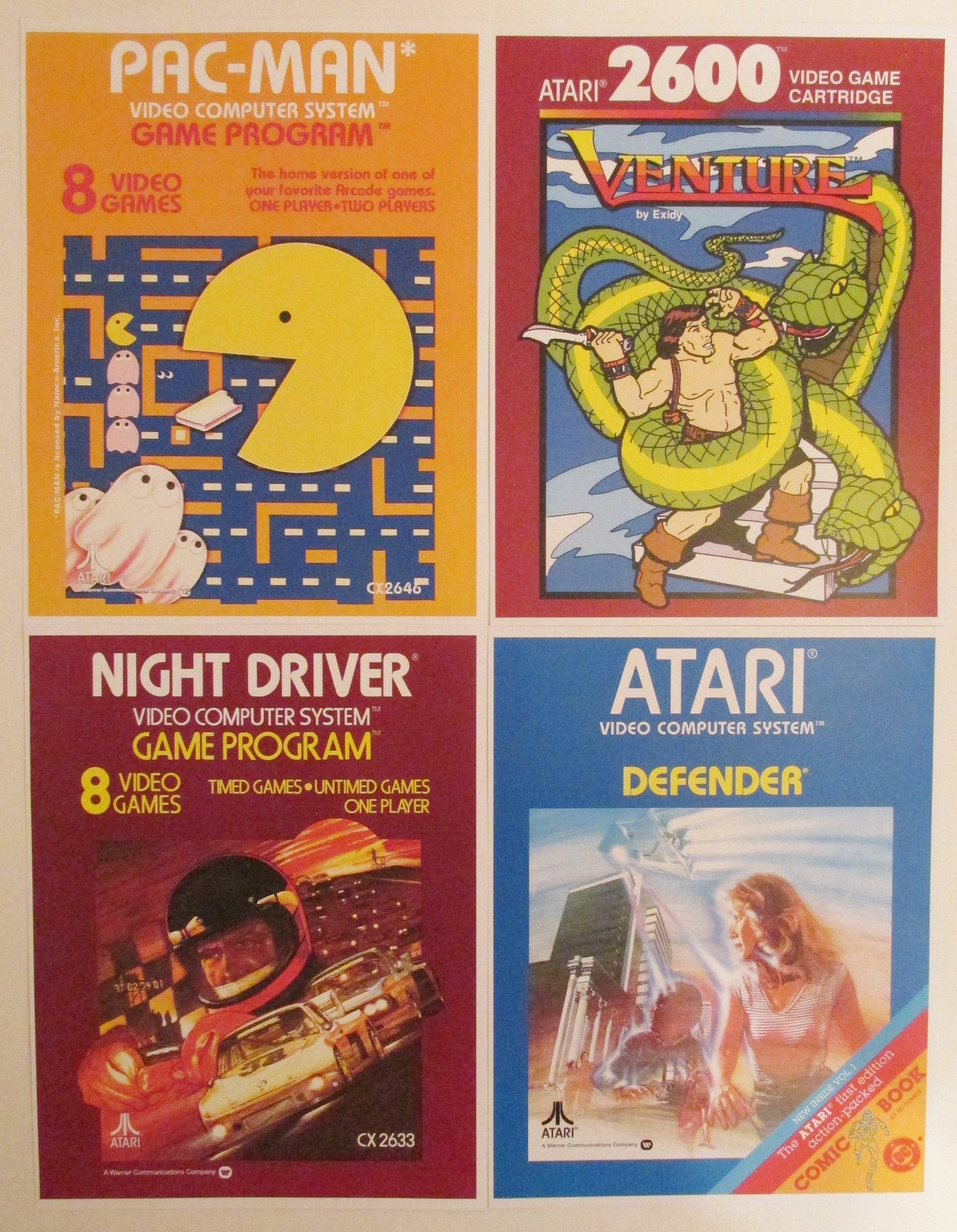 Atari 2600 Video Game Box Art Reproduction Four 8.5x11 Poster Etsy
