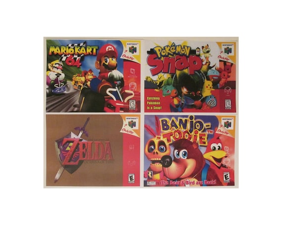 Nintendo 64 Retro Video Game Box Art Reproduction Four 11x8.5